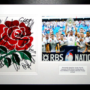 England 2014 Rugby Squad Signed Presentation Framed