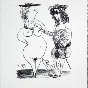 Pablo Picasso: ‘Le seigneur et la dame’ Original Lithograph Framed