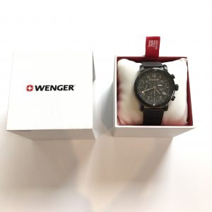 Men’s Black Wenger Watch with Metal Strap