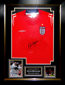 David Beckham England Signed Shirt Presentation Framed